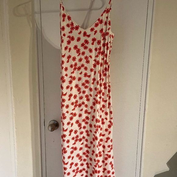 Reformation Dresses & Skirts - Reformation White Midi Slip dress with Reddish-Orange flowers Size 2